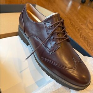Women Brown Leather Lace-Up Dress Shoe